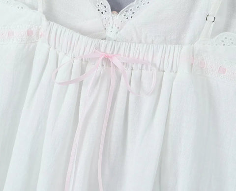 2023 Sexy Pink Spliced Embroidery Lace Deep V neck Mini Sling Dress Women Adjust Bow Ribbon Back Backless Party Robe Holiday