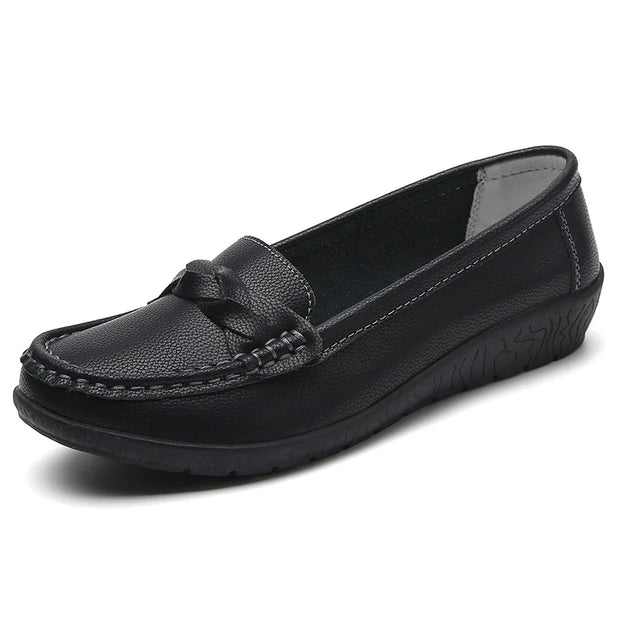 Fashion Wedge Women Flats Genuine Leather Outdoor Shoes Woman Footwear Shoes Women Moccasins Round Toe Chaussure Femme Plus Size