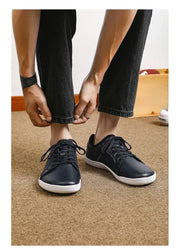 Men's Wide-toe Barefoot Shoes Lightweight Soft-soled Casual Walking Minimalist Breathable Artificial Leather Low-top Sneakers