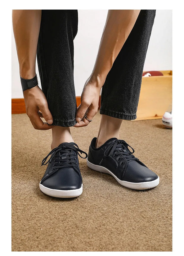 Men's Wide-toe Barefoot Shoes Lightweight Soft-soled Casual Walking Minimalist Breathable Artificial Leather Low-top Sneakers