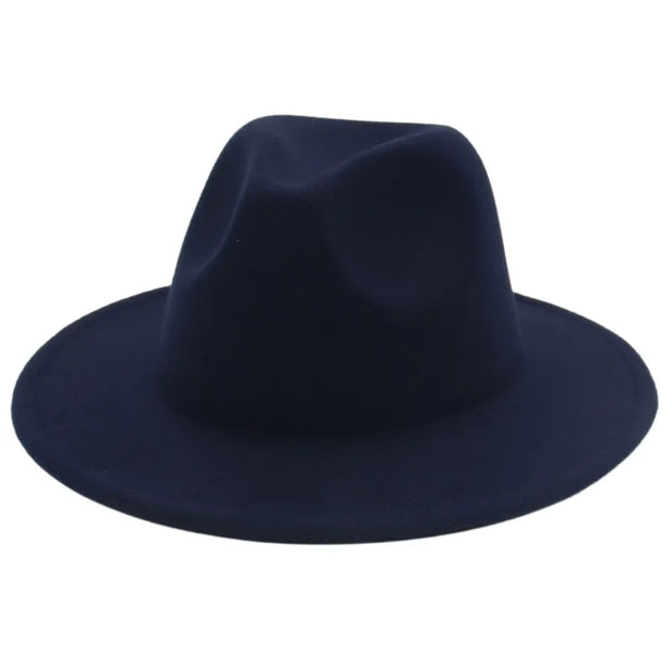 Classic Women Fedora Hats Autumn Winter Gentleman Jazz Felt Hat For Men Retro Church Lady Flat Wide Brim Dress Hat