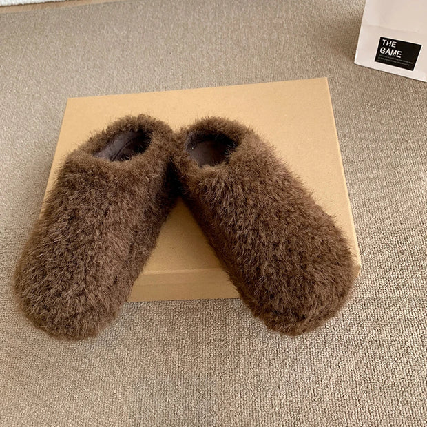 Baotou Hairy Slippers Footwear 2025 Winter Home Lightweight Women Winter Cotton Mopping