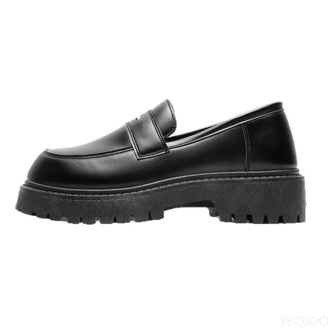 2025 Fashion New Men's Workwear Casual Big Toe Leather Shoes Niche Low Top Thick Sole Height Increasing Set Foot Men's Shoes