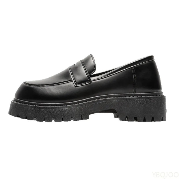 2025 Fashion New Men's Workwear Casual Big Toe Leather Shoes Niche Low Top Thick Sole Height Increasing Set Foot Men's Shoes
