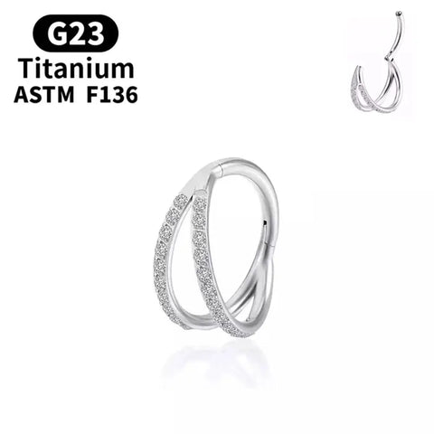 G23 Titanium Piercing Nose Ring Cz Septum Clicker Hoop Nose Labret Ear Tragus Cartilage Rose Gold Color Piercing Body Jewelry