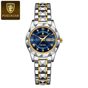 POEDAGAR Luxury Quartz Watch for Ladies Waterproof Luminous Date Week Stainless Steel Women Watches Elegant Dress WristWatch+box