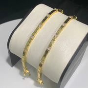 3MM Width Geometric Square Plain Beaded 5A Cubic Zirconia CZ Mix Sparking Tennis Chain Delicate Fashion Women Bracelet