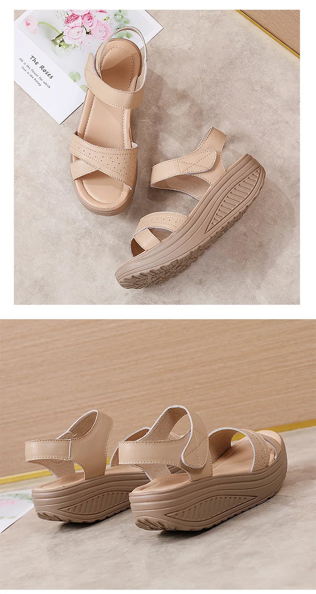 Women Sandals Wedge Heels Sandals Summer Shoes For Women Elegant Heeled Sandalias Mujer Summer Footwear Female Wedges Shoes New