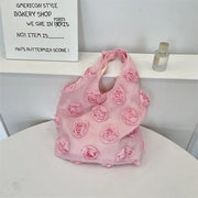 Korean 3d Flower ladies Shoulder Bag High Quality Three-dimensional Flower Canvas Bag Large Capacity Underarm Handbag Vest Bag