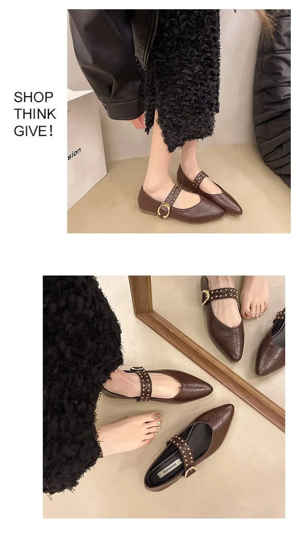 2025 New Pointed Toe Fashion Women Shoes Spring Autumn Elegant Party Daily Low Heels Pump Footwear Women Minimalist Flats Shoes