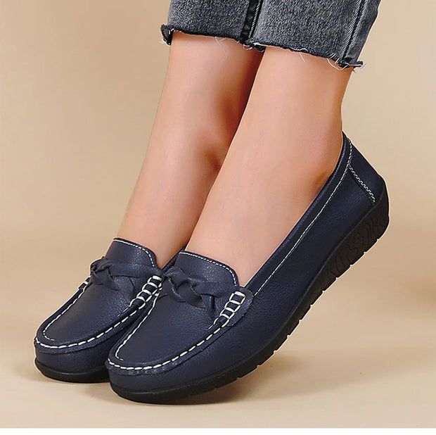 Woman Shoes 2025 New Soft Leather Flat Shoes Women's Loafers Flats Casual Shoes Women Footwear Female White Zapatos De Mujer