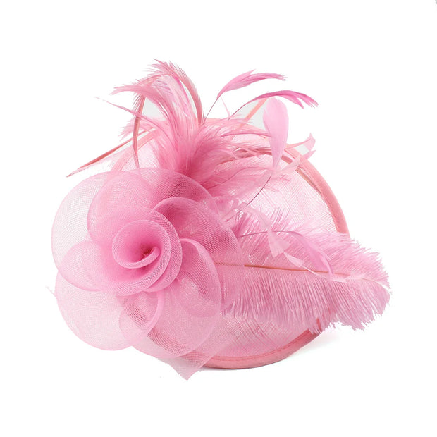 Women Ascot Fascinator Hat Feather Mesh Headband with Clip Reversible Kentucky Derby Photography for Ladies Tea Party