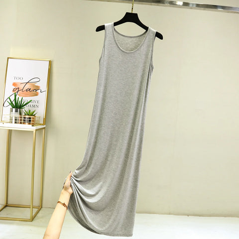Cool Thin Summer Sleepwear For Women Outfit Night Shirt Sleeveless Long Dress Sexy Cotton Nightgowns Female Vest Nightdress