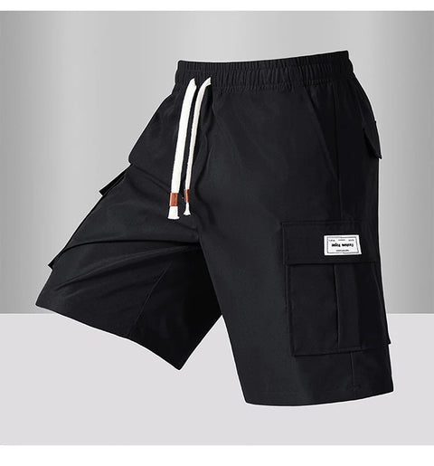 Summer Men's Cargo Shorts 2025 Loose Casual Below Knee Pants Elastic Waist Plus Size Outdoor Jogging Tactical Capri Sweatpants
