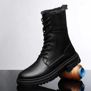 British Style Male Walking Footwear Luxury Brand Outdoor Boots High Quality Man Ankle Boots Warm Plush Fur Winter Shoes High Top