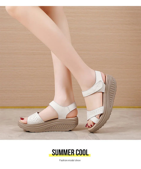 Women Sandals Wedge Heels Sandals Summer Shoes For Women Elegant Heeled Sandalias Mujer Summer Footwear Female Wedges Shoes New