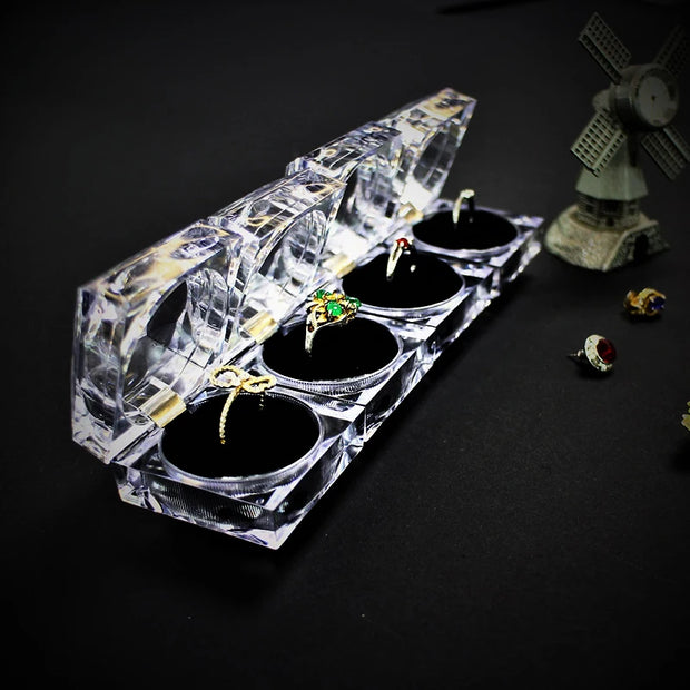 Transparent Crystal Ring Box Jewelry Packaging Box High Quality Acrylic Earring Wedding Storage Clear Packaging Gift Case