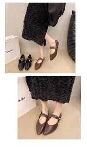 2025 New Pointed Toe Fashion Women Shoes Spring Autumn Elegant Party Daily Low Heels Pump Footwear Women Minimalist Flats Shoes
