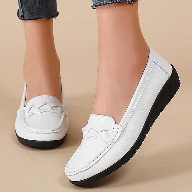 Fashion Wedge Women Flats Genuine Leather Outdoor Shoes Woman Footwear Shoes Women Moccasins Round Toe Chaussure Femme Plus Size
