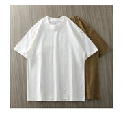 DUKEEN 300G Thick Bamboo Cotton T-Shirt Men Loose Round Neck Half Sleeve Solid Color Pure Cotton Breathable Short Sleeve