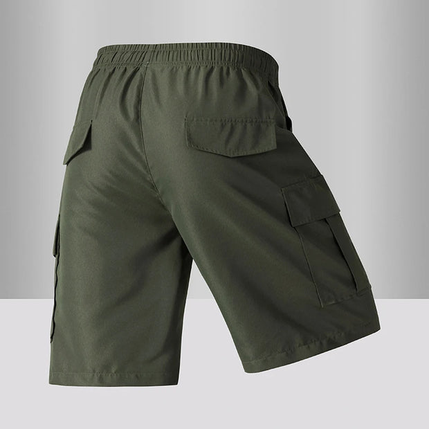 Summer Men's Cargo Shorts 2025 Loose Casual Below Knee Pants Elastic Waist Plus Size Outdoor Jogging Tactical Capri Sweatpants