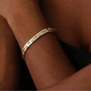 3MM Width Geometric Square Plain Beaded 5A Cubic Zirconia CZ Mix Sparking Tennis Chain Delicate Fashion Women Bracelet