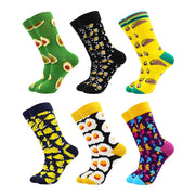 6 Pairs Fashion Casual Women and Men Socks Art Van Gogh Stripe Harajuku Fruit Animal Sloth Beer Funny Socks Dress Cotton Socks
