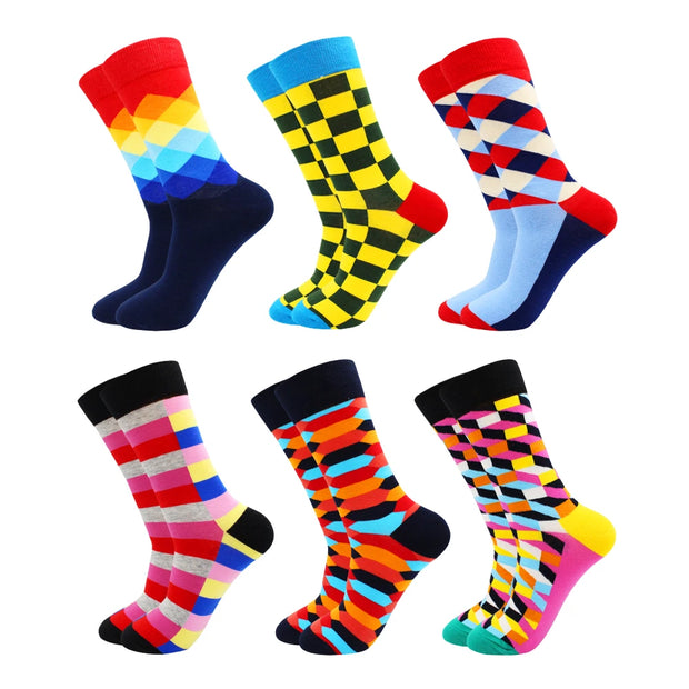 6 Pairs Fashion Casual Women and Men Socks Art Van Gogh Stripe Harajuku Fruit Animal Sloth Beer Funny Socks Dress Cotton Socks