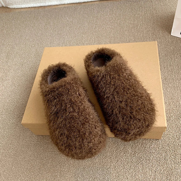 Baotou Hairy Slippers Footwear 2025 Winter Home Lightweight Women Winter Cotton Mopping