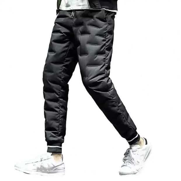 Down Padded Men's Pants Drawstring Warm Padded Sweatpants Loose Jogging Pants Thickened Warm Cotton Pants Thermal Down Trousers