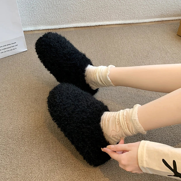 Baotou Hairy Slippers Footwear 2025 Winter Home Lightweight Women Winter Cotton Mopping