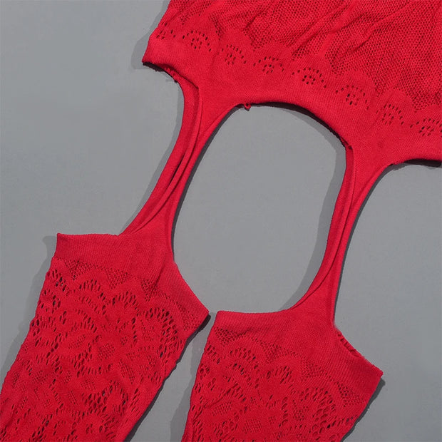 Women Sexy Crotchless Lingerie Set Lace Floral Transparent Bodystocking Erotic Bodysuit Mesh Hollow Out Underwear Teddy Bra Sets
