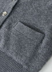 Autumn/Winter Knitted Loose Cardigan Jacket Pure Wool Sweater Temperament round Neck Slim Fit Long Sleeve Top for Women