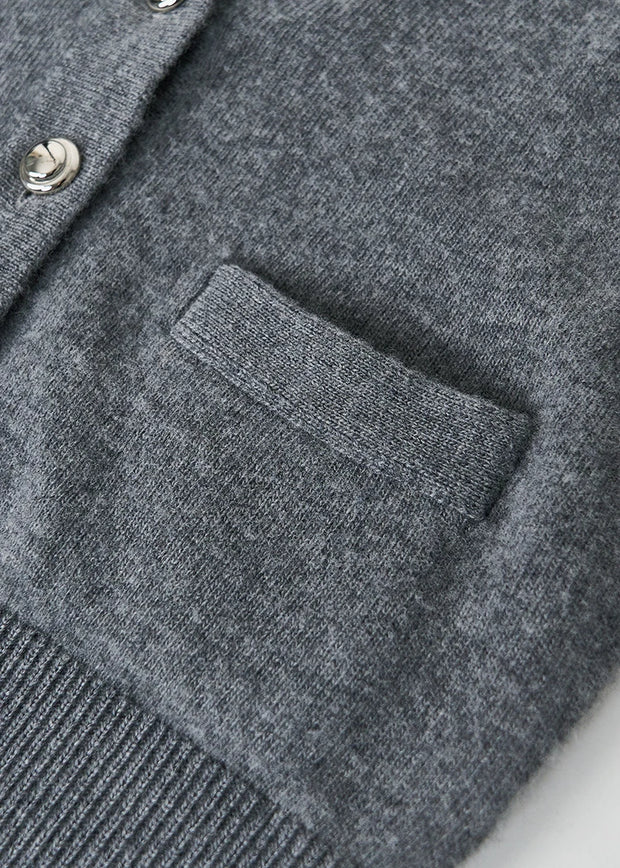Autumn/Winter Knitted Loose Cardigan Jacket Pure Wool Sweater Temperament round Neck Slim Fit Long Sleeve Top for Women