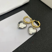 Statement Minimalist Gold Silver Color Mixed Solid Heart Pendant Hoop Earrings Street Style Korean Fashion Jewelry Accessories