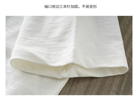 DUKEEN 300G Thick Bamboo Cotton T-Shirt Men Loose Round Neck Half Sleeve Solid Color Pure Cotton Breathable Short Sleeve