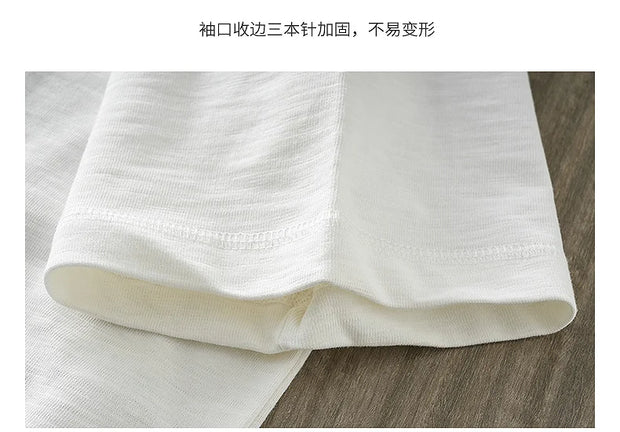 DUKEEN 300G Thick Bamboo Cotton T-Shirt Men Loose Round Neck Half Sleeve Solid Color Pure Cotton Breathable Short Sleeve
