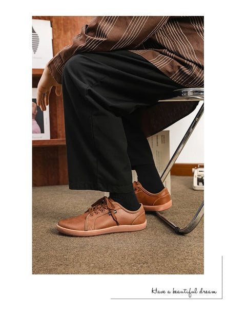 Men's Wide-toe Barefoot Shoes Lightweight Soft-soled Casual Walking Minimalist Breathable Artificial Leather Low-top Sneakers
