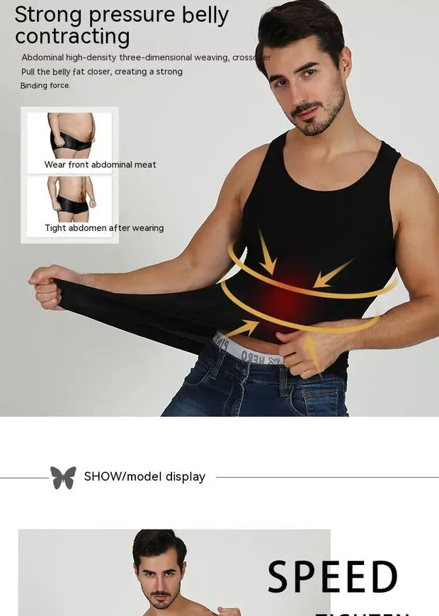 2/1Men's Compression Body Shaper Tank Top, Slimming Vest