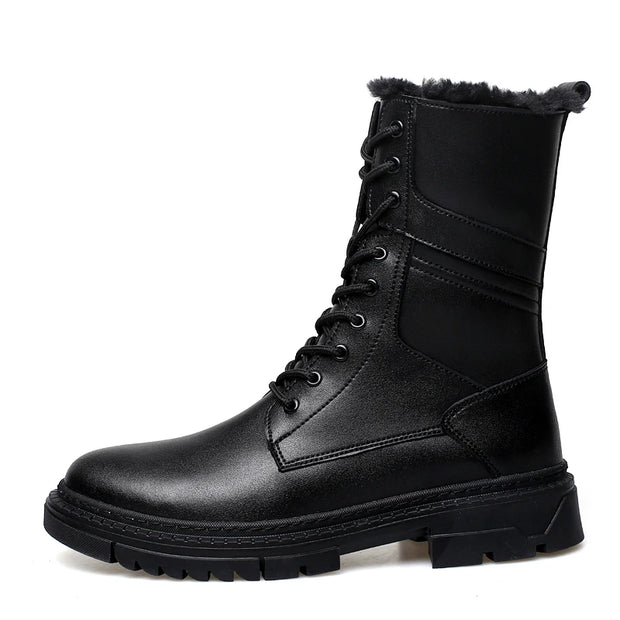 British Style Male Walking Footwear Luxury Brand Outdoor Boots High Quality Man Ankle Boots Warm Plush Fur Winter Shoes High Top