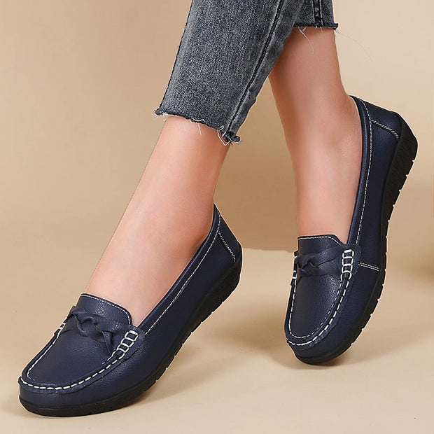Fashion Wedge Women Flats Genuine Leather Outdoor Shoes Woman Footwear Shoes Women Moccasins Round Toe Chaussure Femme Plus Size