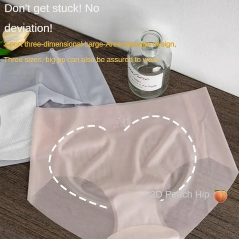 Summer Ice Silk Seamless Underwear Ladies Summer Ultra-thin Sense Quick-drying Pants 3D Peach Hip Fitness Briefs Panties