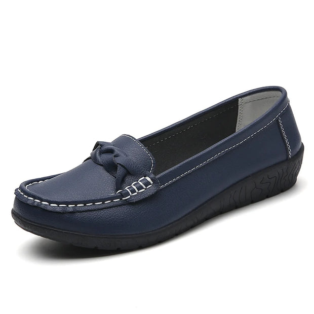 Fashion Wedge Women Flats Genuine Leather Outdoor Shoes Woman Footwear Shoes Women Moccasins Round Toe Chaussure Femme Plus Size