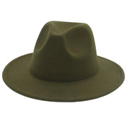 Classic Women Fedora Hats Autumn Winter Gentleman Jazz Felt Hat For Men Retro Church Lady Flat Wide Brim Dress Hat