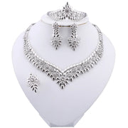 Trend African Jewelry Set For Women Fashion Dubai Wedding Earrings For Bridal Nigerian Design Sliver Plated Necklace Set