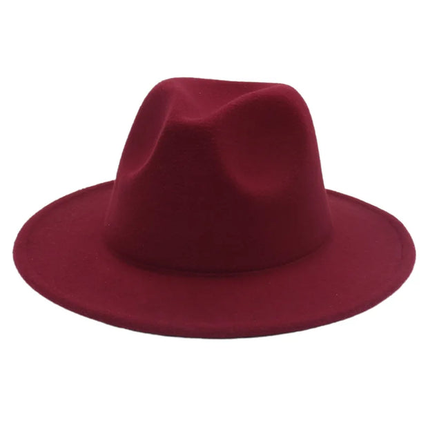 Classic Women Fedora Hats Autumn Winter Gentleman Jazz Felt Hat For Men Retro Church Lady Flat Wide Brim Dress Hat