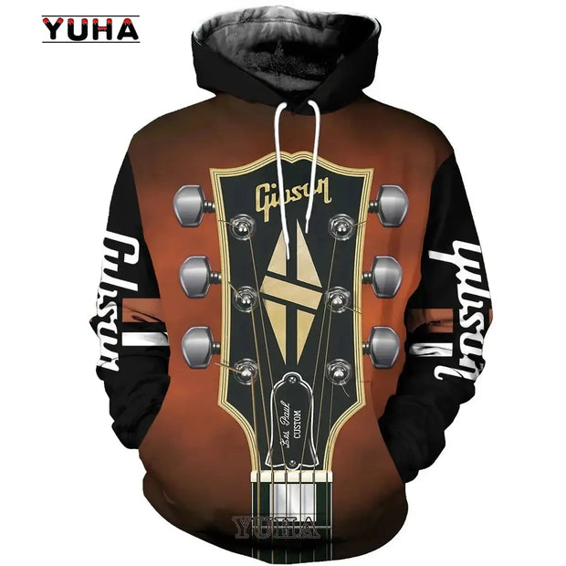 Mens 3d Guitar Printed Fashion Hoodie Daily European Size Sweatshirt Musical Moletom Female Psychedelic Clothes Wholesaler