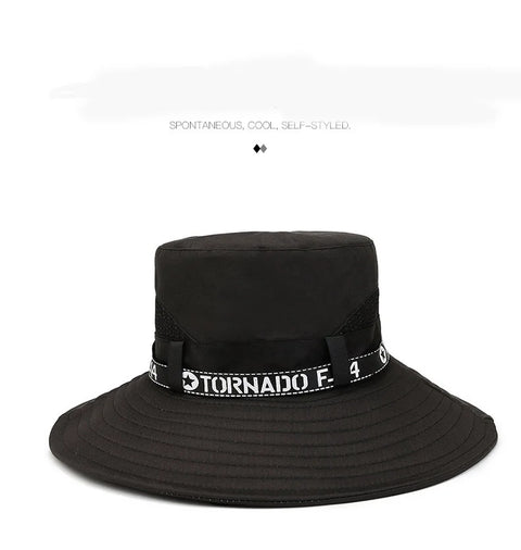New Hot Selling Spring Summer Bucket Hat Men's Solid Color Big Brim Sun Hat Women's Folding Fishing Mountaineering Outdoor Hat