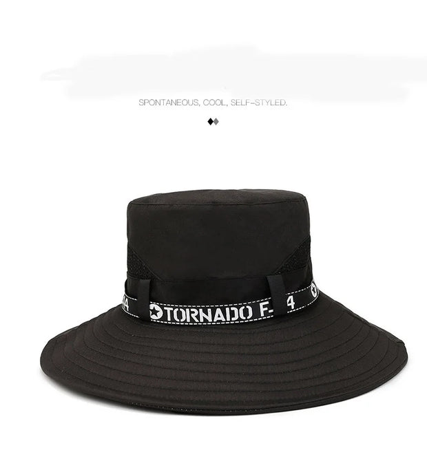 New Hot Selling Spring Summer Bucket Hat Men's Solid Color Big Brim Sun Hat Women's Folding Fishing Mountaineering Outdoor Hat