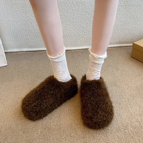 Baotou Hairy Slippers Footwear 2025 Winter Home Lightweight Women Winter Cotton Mopping
